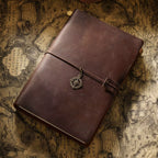 Luxe dagboek van koeienleer met 3x schriften en hoesjes