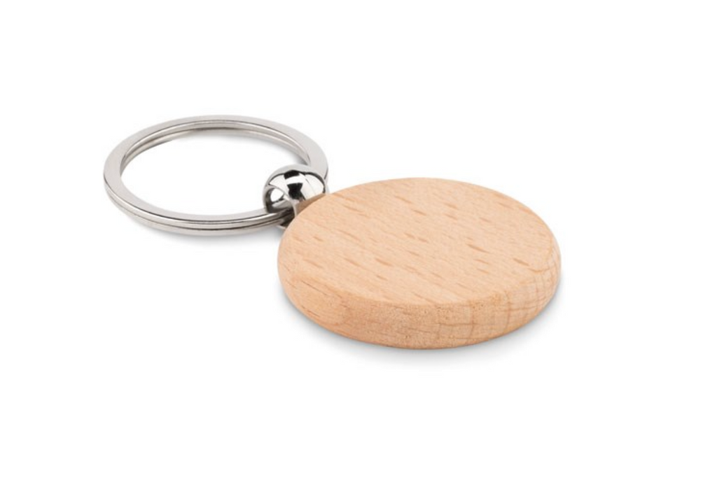 Klassieke ronde sleutelhanger van hout