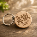 Klassieke ronde sleutelhanger van hout