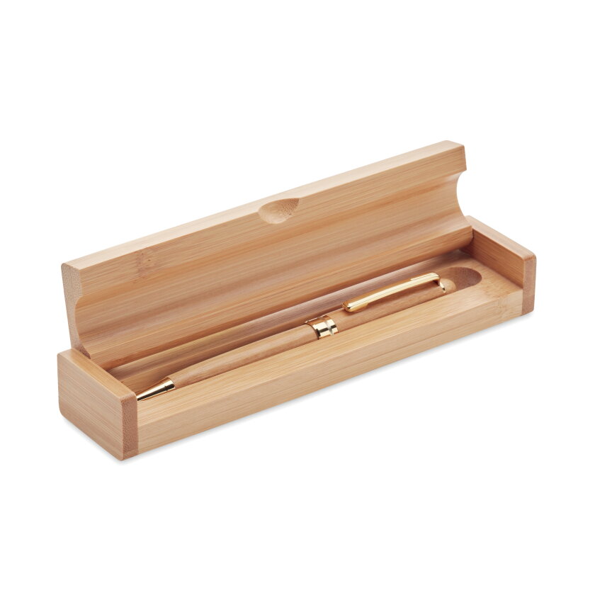 Luxe balpen in bamboe doosje