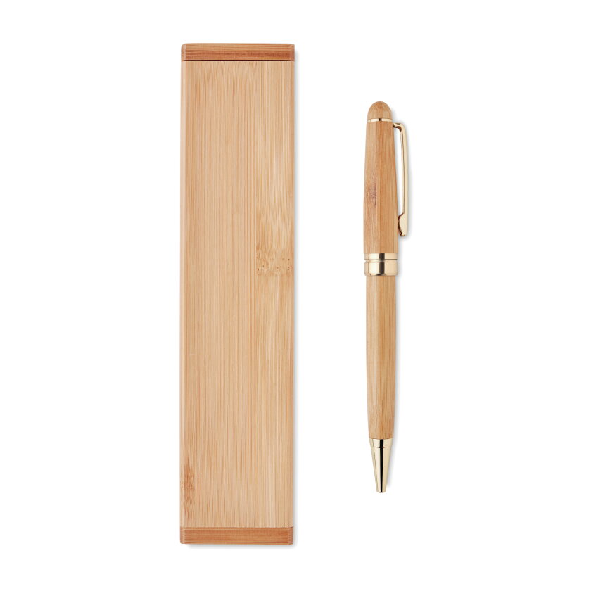 Luxe balpen in bamboe doosje