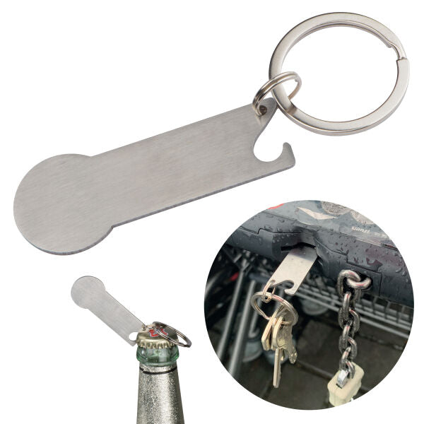 Multifunctionele sleutelhanger met winkelwagenmuntje